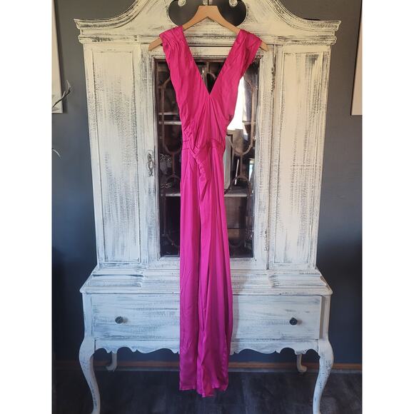 Anthropologie DOLAN Satin Halter Jumpsuit - Medium Petite (MP) - Picture 6 of 7